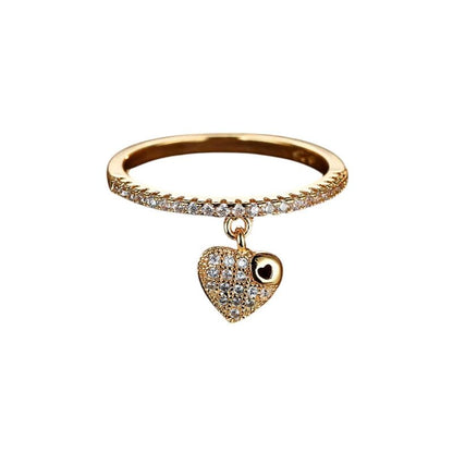 Bijoux Charm Bague fine à charm cœur dorée