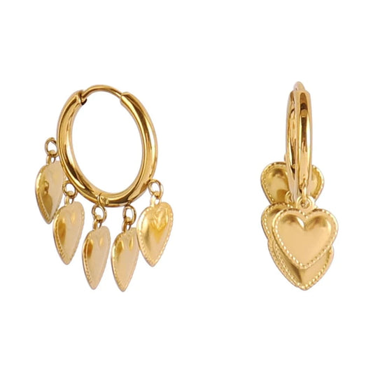 Bijoux Charm Boucles d'oreilles charm cœur dorées
