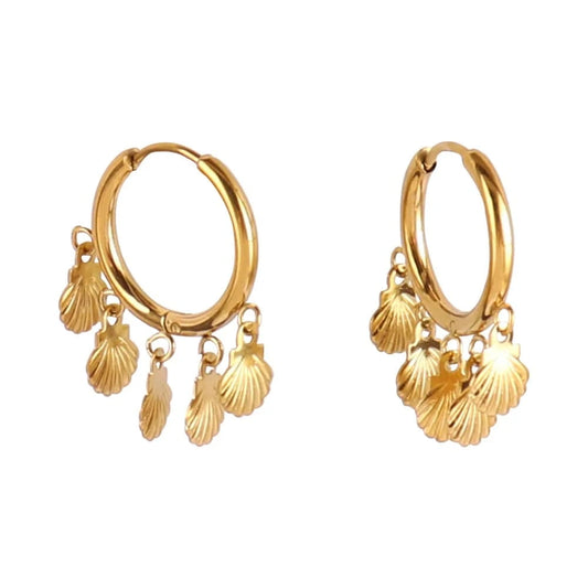 Bijoux Charm Boucles d'oreilles charm coquillages dorées