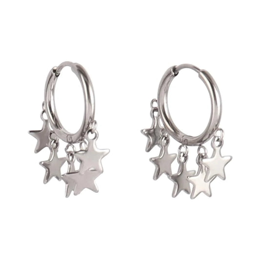 Bijoux Charm Boucles d'oreilles charm étoiles argentées