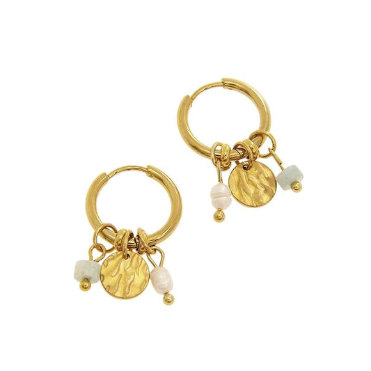 Bijoux Charm Boucles d'oreilles Charms blanches et or élégantes