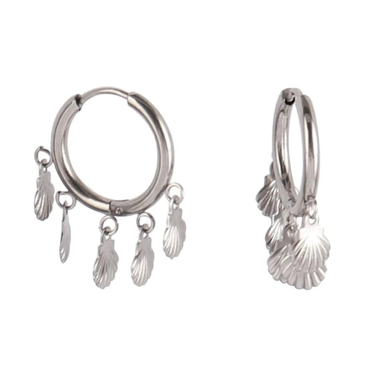 Bijoux Charm Boucles d'oreilles charms coquillages argentées