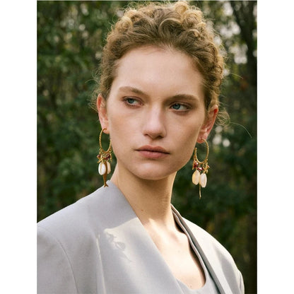 Bijoux Charm Boucles d'oreilles coquillages dorées