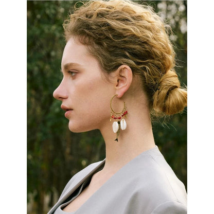 Bijoux Charm Boucles d'oreilles coquillages dorées