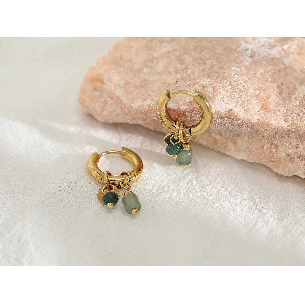 Bijoux Charm Boucles d'oreilles créoles à charms verts