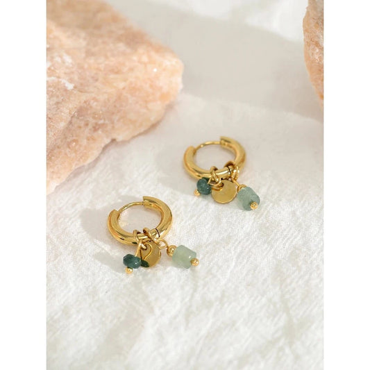 Bijoux Charm Boucles d'oreilles créoles à charms verts