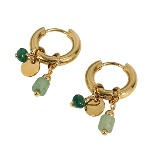 Bijoux Charm Boucles d'oreilles créoles à charms verts