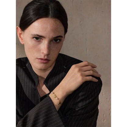 Bijoux Charm Bracelet à Charm avec Coquillage Perlé Doré