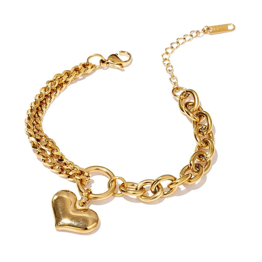 Bijoux Charm Bracelet à Charm Unique Coeur Doré