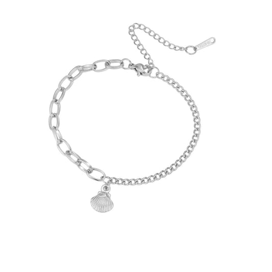 Bijoux Charm Bracelet à charm unique coquillage argenté