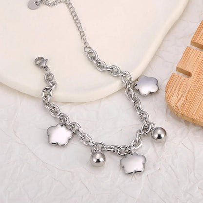 Bijoux Charm Bracelet à Charms Argenté avec Trèfles et Grelots