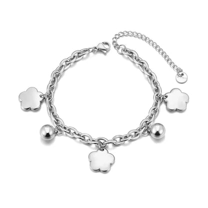 Bijoux Charm Bracelet à Charms Argenté avec Trèfles et Grelots