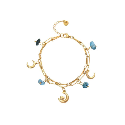 Bijoux Charm Bracelet à charms avec lune et coeur doré