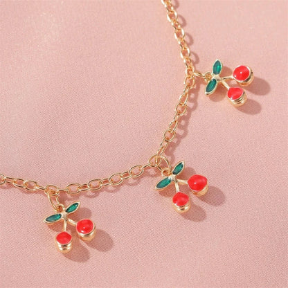 Bijoux Charm Bracelet à charms cerises doré