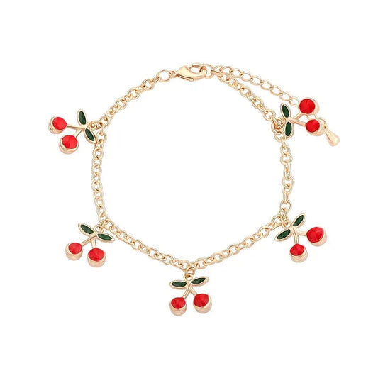 Bijoux Charm Bracelet à charms cerises doré