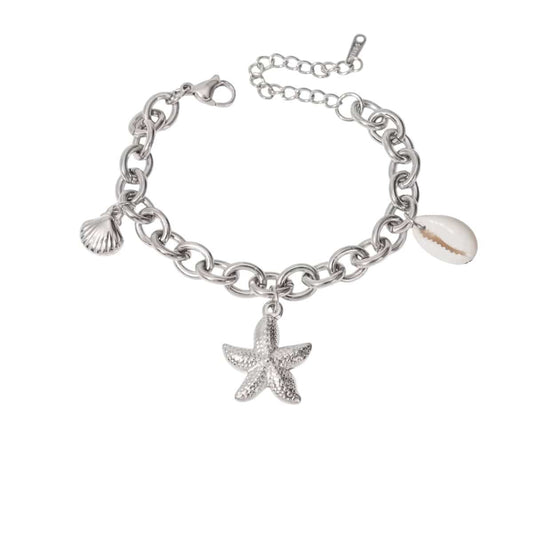 Bijoux Charm Bracelet à charms coquillages argenté