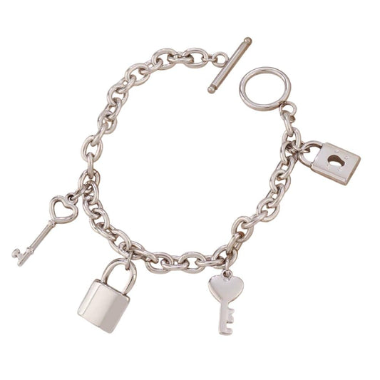 Bijoux Charm Bracelet charm avec cadenas argenté à bascule