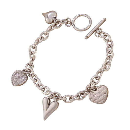 Bijoux Charm Bracelet Charm avec Cœur Argenté à Bascule