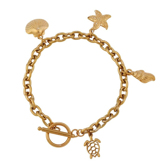 Bijoux Charm Bracelet charm avec étoile de mer doré à bascule.