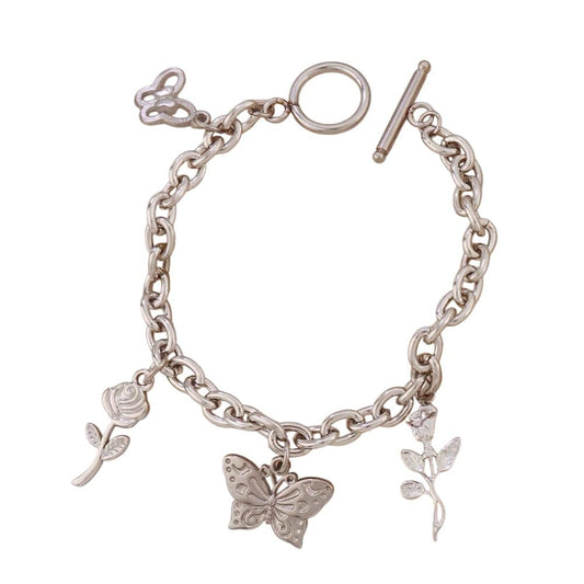 Bijoux Charm Bracelet charm avec papillon argenté à bascule