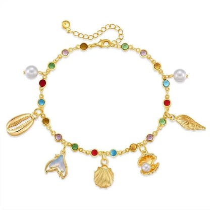 Bijoux Charm Bracelet Charm de la Mer à Chaîne et Pierres Multicolores