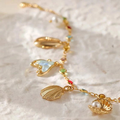 Bijoux Charm Bracelet Charm de la Mer à Chaîne et Pierres Multicolores
