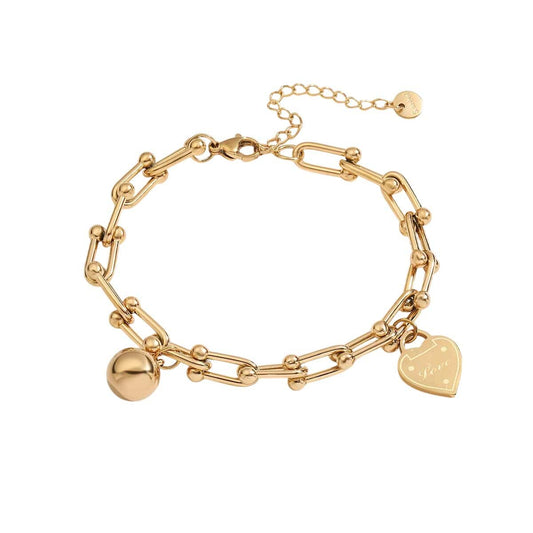 Bijoux Charm Bracelet Charm doré avec cœur à chaîne