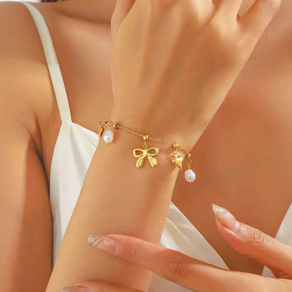 Bijoux Charm Bracelet Charm Noeud Papillon Doré