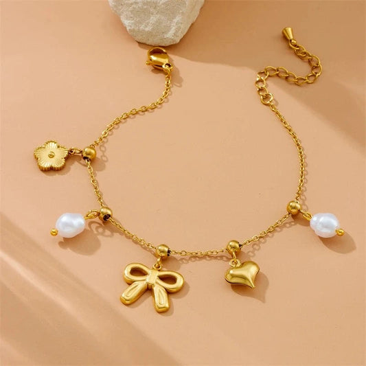 Bijoux Charm Bracelet Charm Noeud Papillon Doré