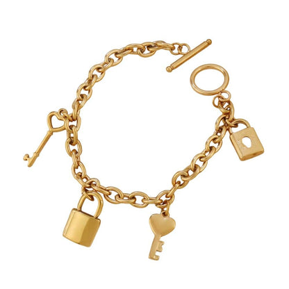Bijoux Charm Bracelet Charms avec Cadenas Doré à Bascule