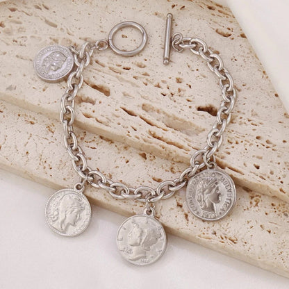 Bijoux Charm Bracelet Charms avec Médailles Argentées à Bascule