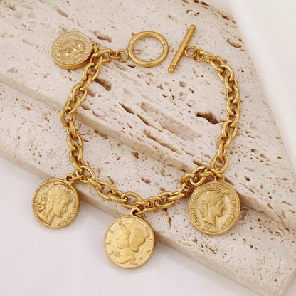 Bijoux Charm Bracelet charms avec médailles doré à bascule