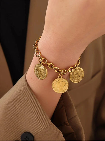 Bijoux Charm Bracelet charms avec médailles doré à bascule