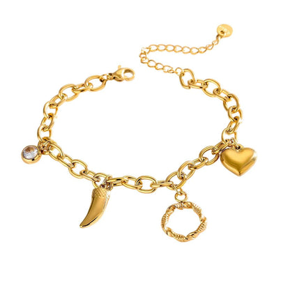 Bijoux Charm Bracelet Charms Doré avec Corne Élégante