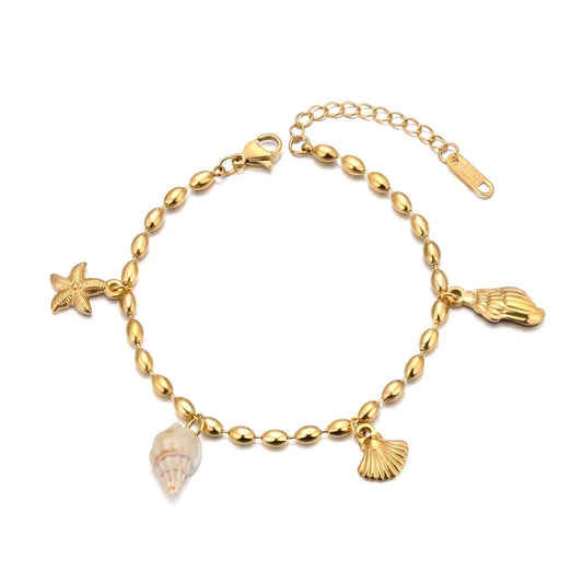 Bijoux Charm Bracelet doré à charms avec coquillage élégant