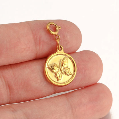 Bijoux Charm "Charm Bijoux Médaille Papillon Doré avec Crochet"