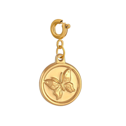 Bijoux Charm "Charm Bijoux Médaille Papillon Doré avec Crochet"