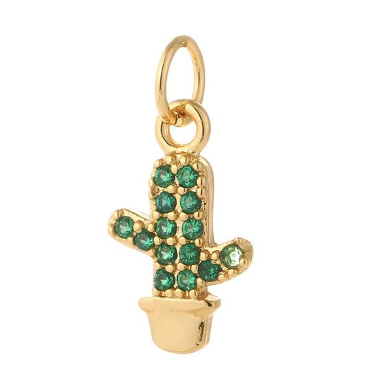 Bijoux Charm Charm en forme de cactus doré pour bracelets et colliers