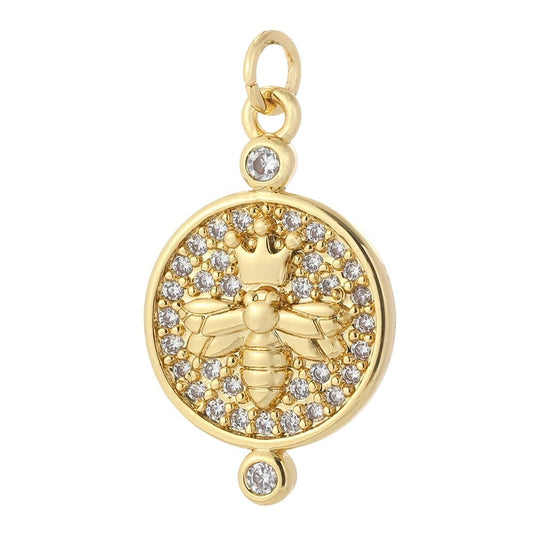 Bijoux Charm Charm médaille reine des abeilles doré