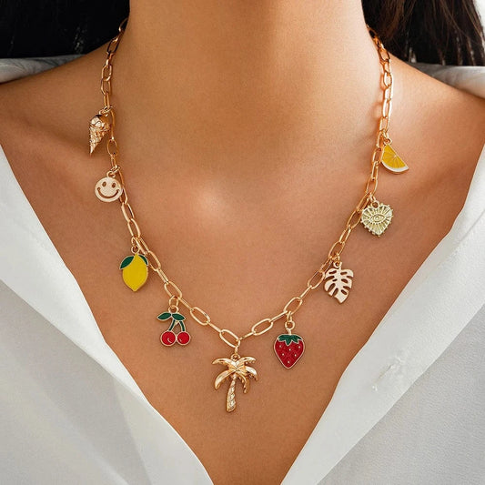 Bijoux Charm Collier à charm doré avec palmier
