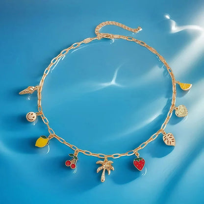 Bijoux Charm Collier à charm doré avec palmier