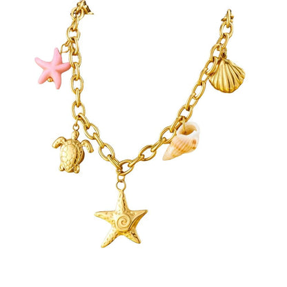 Bijoux Charm Collier à charm étoile de mer doré mer