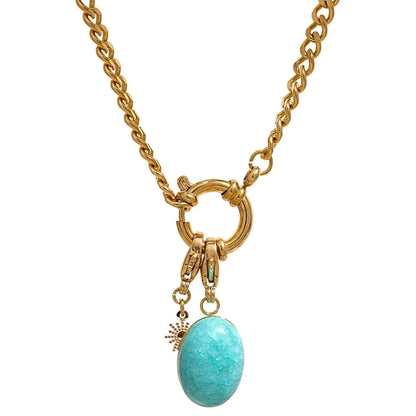 Bijoux Charm Collier à charm turquoise doré