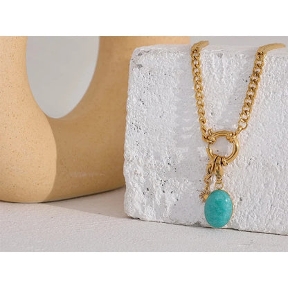 Bijoux Charm Collier à charm turquoise doré