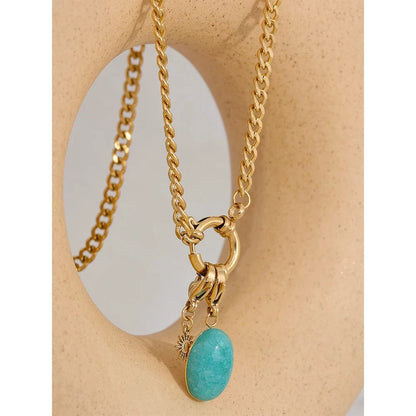 Bijoux Charm Collier à charm turquoise doré
