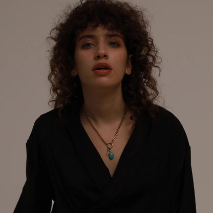 Bijoux Charm Collier à charm turquoise doré