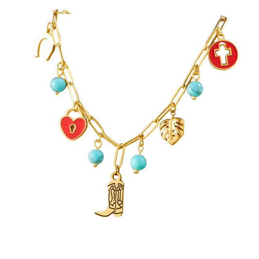 Bijoux Charm Collier à charms avec botte dorée