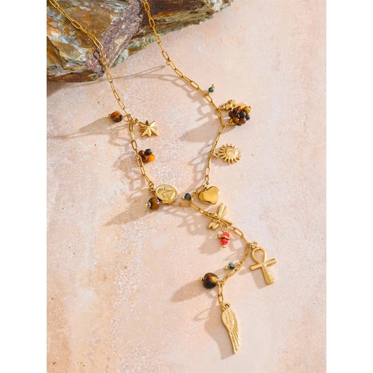 Bijoux Charm Collier à charms avec chaîne pendante doré