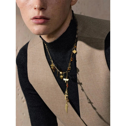 Bijoux Charm Collier à charms avec chaîne pendante doré