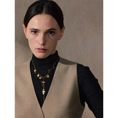 Bijoux Charm Collier à charms avec chaîne pendante doré